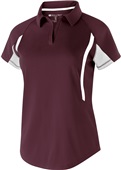 Womens Short Sleeve V-Neck Polo Shirt (Black,Brown,Cardinal,Forest,Kelly,Maroon,Blue,Gold), MAROON/WHITE Pocket
