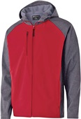 Holloway Adult Raider Soft Shell Full Zip-Up Jacket CARBON PRINT/SCARLET Pocket