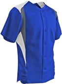 Adult Youth Bull Pen Full Button Baseball Jersey ROYAL/WHITE/GRAPHITE Pocket