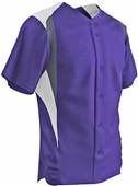 Adult Youth Bull Pen Full Button Baseball Jersey PURPLE/WHITE/GRAPHITE Pocket