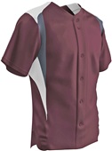 Adult Youth Bull Pen Full Button Baseball Jersey MAROON/WHITE/GRAPHITE Pocket