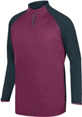Mens Hidden Pocket, 1/4 Zip, 2-Color, Pullover  SLATE/MAROON Pocket