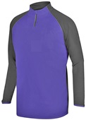 Mens Hidden Pocket, 1/4 Zip, 2-Color, Pullover  SLATE/PURPLE Pocket