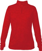 Badger Sport Tonal Blend Ladies 1/4 Zip Pullover RED TONAL BLEND Pocket