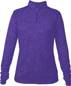 Badger Sport Tonal Blend Ladies 1/4 Zip Pullover PURPLE TONAL BLEND Pocket