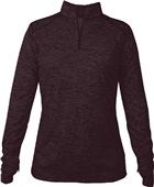 Badger Sport Tonal Blend Ladies 1/4 Zip Pullover MAROON TONAL BLEND Pocket