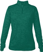 Badger Sport Tonal Blend Ladies 1/4 Zip Pullover FOREST TONAL BLEND Pocket