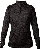 Badger Sport Tonal Blend Ladies 1/4 Zip Pullover BLACK TONAL BLEND Pocket