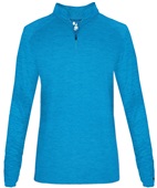 Badger Sport Tonal Blend Ladies 1/4 Zip Pullover ELECTRIC BLUE TONAL BLEND Pocket