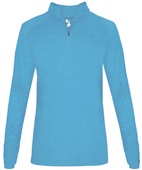 Badger Sport Tonal Blend Ladies 1/4 Zip Pullover COLUMBIA BLUE TONAL BLEND Pocket