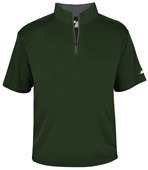 Badger Adult/Youth B-Core S/S 1/4 Zip Shirt FOREST/GRAPHITE Pocket