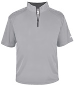 Badger Adult/Youth B-Core S/S 1/4 Zip Shirt SILVER/GRAPHITE Pocket