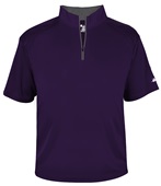 Badger Adult/Youth B-Core S/S 1/4 Zip Shirt PURPLE/GRAPHITE Pocket