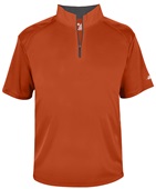 Badger Adult/Youth B-Core S/S 1/4 Zip Shirt BURNT ORANGE/GRAPHITE Pocket