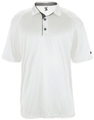 Badger Mens Ultimate Polo Shirt WHITE/GRAPHITE Pocket