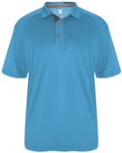 Badger Mens Ultimate Polo Shirt COLUMBIA BLUE/GRAPHITE Pocket