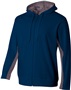 A4 Adult Youth Full Zip Color Block Fleece Hoodie NAVY/GRAPHITE Pocket