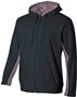 A4 Adult Youth Full Zip Color Block Fleece Hoodie BLACK/GRAPHITE Pocket