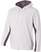 A4 Adult Youth Full Zip Color Block Fleece Jacket With Hood WHITE/GRAPHITE Pocket
