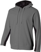 A4 Adult Youth Full Zip Color Block Fleece Jacket With Hood GRAPHITE/BLACK Pocket