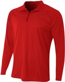 A4 Adult Daily 1/4 Zip Long Sleeve Pullover SCARLET Pocket