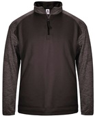 Badger Sport Adult Loose Fit Tonal Blend 1/4 Zip Fleece BLACK/BLACK TONAL BLEND Pocket
