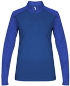 Badger Sport Tonal Blend Ladies 1/4 Zip Pullover ROYAL/ROYAL TONAL BLEND Pocket
