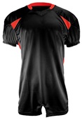 Champro Adult/Youth Huddle Stretch Polyester Football Jersey BLACK/SCARLET Front