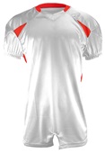 Champro Adult/Youth Huddle Stretch Polyester Football Jersey WHITE/SCARLET Front
