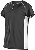 Alleson Two Button Fastpitch Jersey BLACK/WHITE Pocket