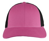 Richardson 115 Low Pro Mesh Back Trucker Cap HOT PINK/BLACK (SPLIT) Front