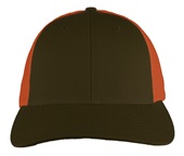 Richardson 115 Low Pro Mesh Back Trucker Cap DARK LODEN/JAFFA ORANGE (SPLIT) Front