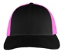 Richardson 115 Low Pro Mesh Back Trucker Cap BLACK/NEON PINK (SPLIT) Front