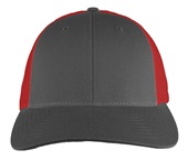 Richardson 115 Low Pro Mesh Back Trucker Cap CHARCOAL/RED (SPLIT) Front