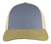 Richardson 115 Low Pro Mesh Back Trucker Cap HEATHER GREY/BIRCH/AMBER GOLD (TRI) Front