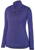 Womens Long Sleeve, Drop Tail, Heathered 1/4 Zip Pullover PURPLE Pocket