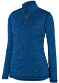 Womens Long Sleeve, Drop Tail, Heathered 1/4 Zip Pullover Shirt ROYAL Pocket