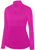 Augusta Ladies Shadow Tonal Heather Pullover 1/4 Zip Pullover 2909 POWER PINK Pocket