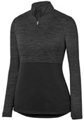 Augusta Ladies Shadow Tonal Heather 1/4 Zip Pullover BLACK Pocket