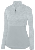 Augusta Ladies Shadow Tonal Heather Pullover 1/4 Zip Pullover 2909 SILVER Pocket