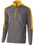  Adult Youth Heather 1/2 Zip Pullover Jacket (Black,Cardinalt,Graphite,Kelly,Maroon,Navy,red,Royal) BLACK HEATHER/ LIGHT GOLD Pocket