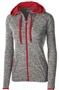 Womens Full Zip Heathered Jacket (Black,Forest,Navy,Orange,Purple,Red) CARBON HEATHER/ SCARLET Pocket