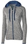 Womens Full Zip Heathered Jacket (Black,Forest,Navy,Orange,Purple,Red) CARBON HEATHER/ NAVY Pocket