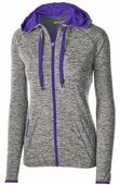 Womens Full Zip Heathered Jacket (Black,Forest,Navy,Orange,Purple,Red) CARBON HEATHER/ PURPLE Pocket