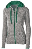 Womens Full Zip Heathered Jacket (Black,Forest,Navy,Orange,Purple,Red) CARBON HEATHER/ FOREST Pocket
