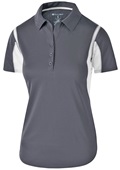 Holloway Womens Polo Shirt (Black,Carbon,Forest,Kelly,Maroon,Navy,Orange,Purple,Royal,Red,White) CARBON/ WHITE Pocket