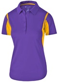 Holloway Womens Polo Shirt (Black,Carbon,Forest,Kelly,Maroon,Navy,Orange,Purple,Royal,Red,White) PURPLE/ LIGHT GOLD Pocket