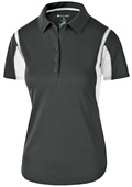 Holloway Womens Polo Shirt (Black,Carbon,Forest,Kelly,Maroon,Navy,Orange,Purple,Royal,Red,White) BLACK/ WHITE Pocket