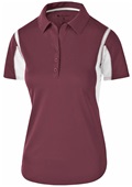 Holloway Womens Polo Shirt (Black,Carbon,Forest,Kelly,Maroon,Navy,Orange,Purple,Royal,Red,White) MAROON/ WHITE Pocket