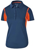 Holloway Womens Polo Shirt (Black,Carbon,Forest,Kelly,Maroon,Navy,Orange,Purple,Royal,Red,White) NAVY/ ORANGE Pocket